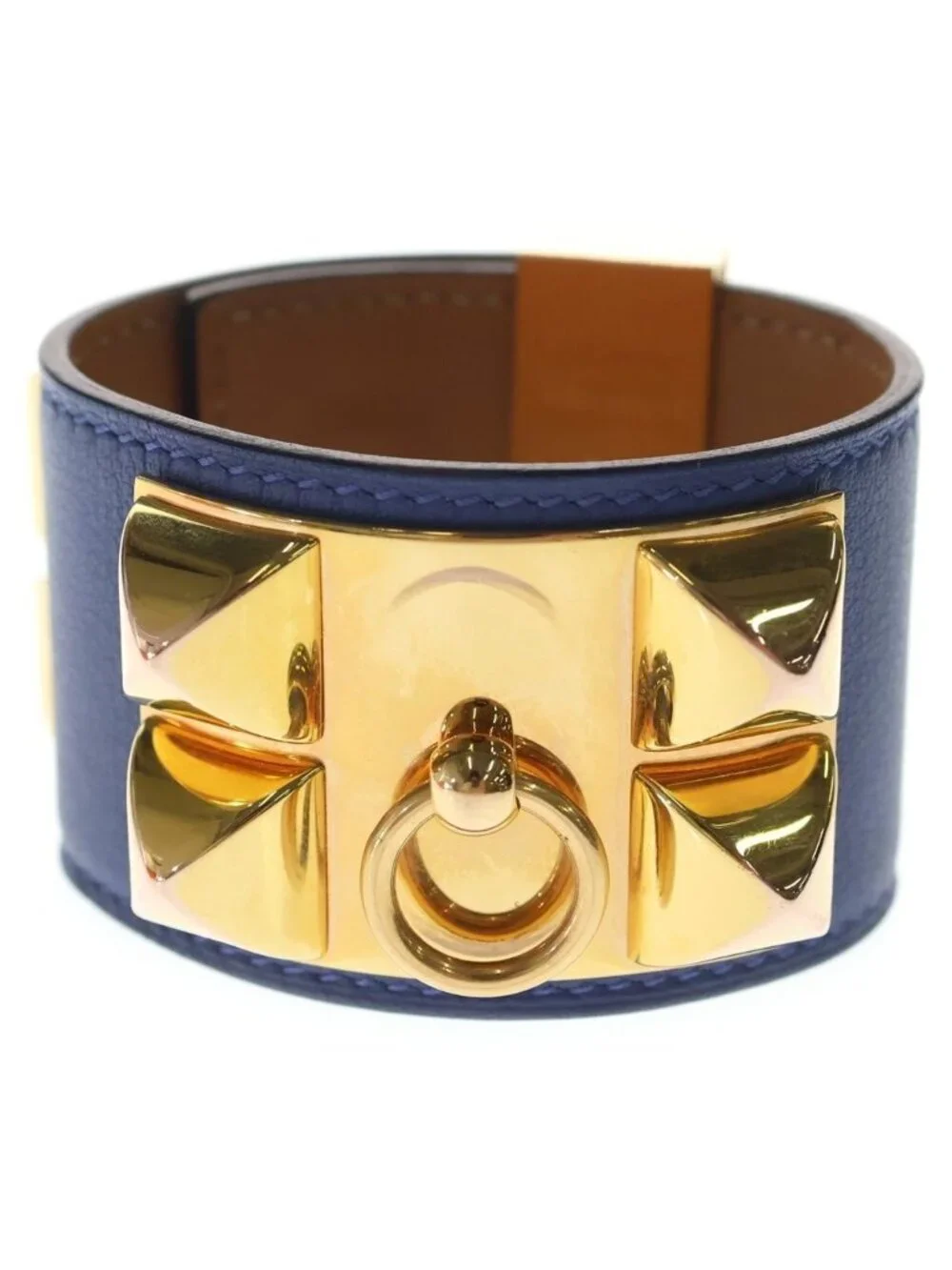 Hermes Collier de Chien Bangle Bracelet Brown Swift Leather